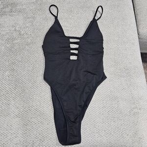 3/$15! One Piece Swimsuit With Cut Out Front And Caged Back Design, Small